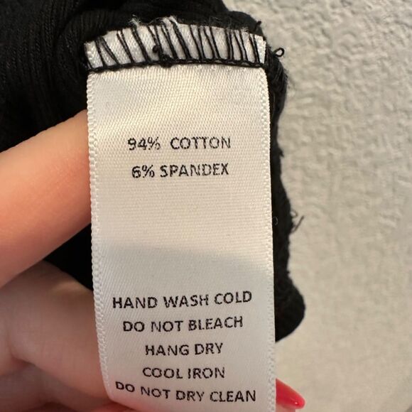 All:Row Black Soft Ribbed Ruched Drapey Spaghetti Strap Blouse - Size M EUC - Picture 4 of 6